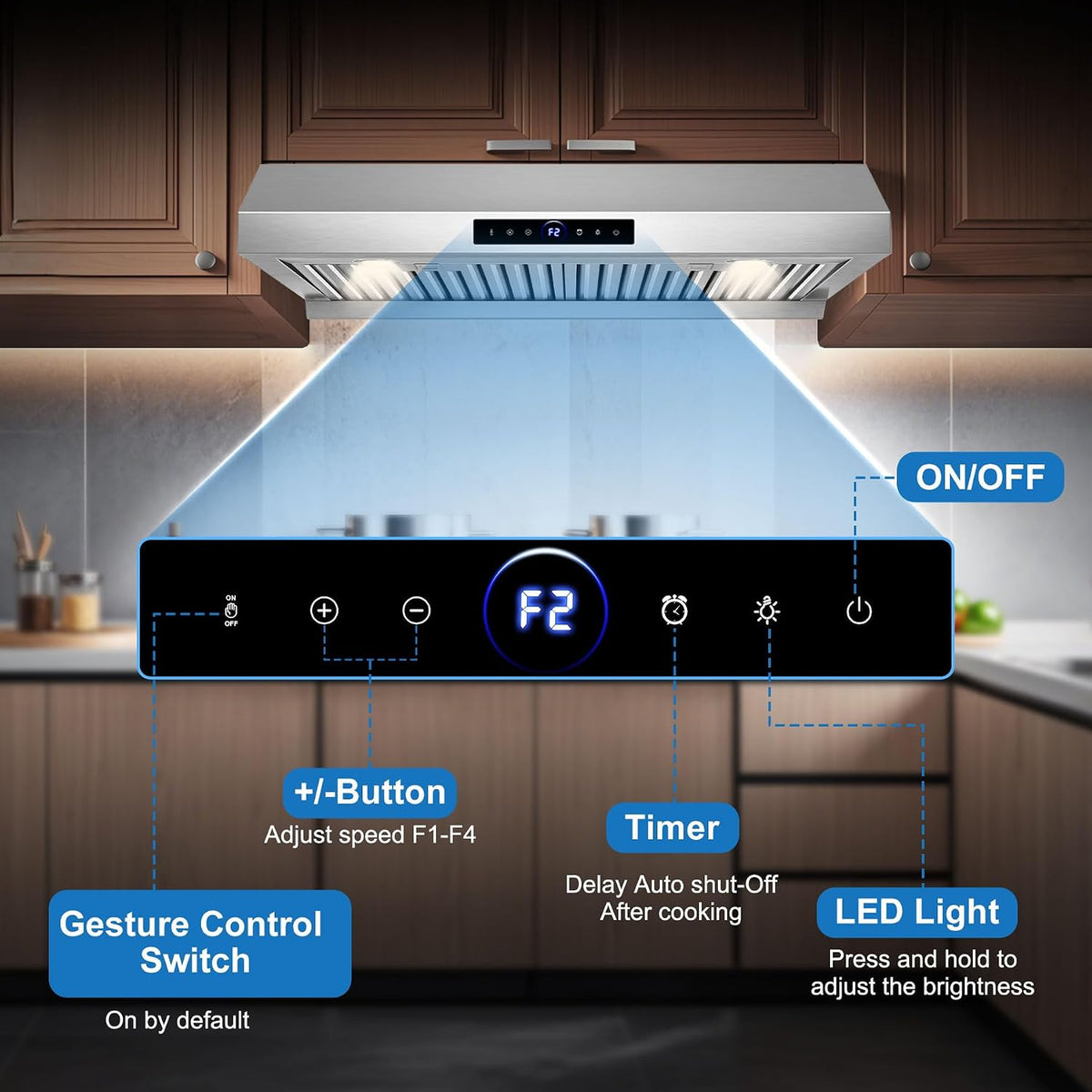 30 inch Under Cabinet Range Hood 1200 CFM Stainless Steel Vent Hoods
