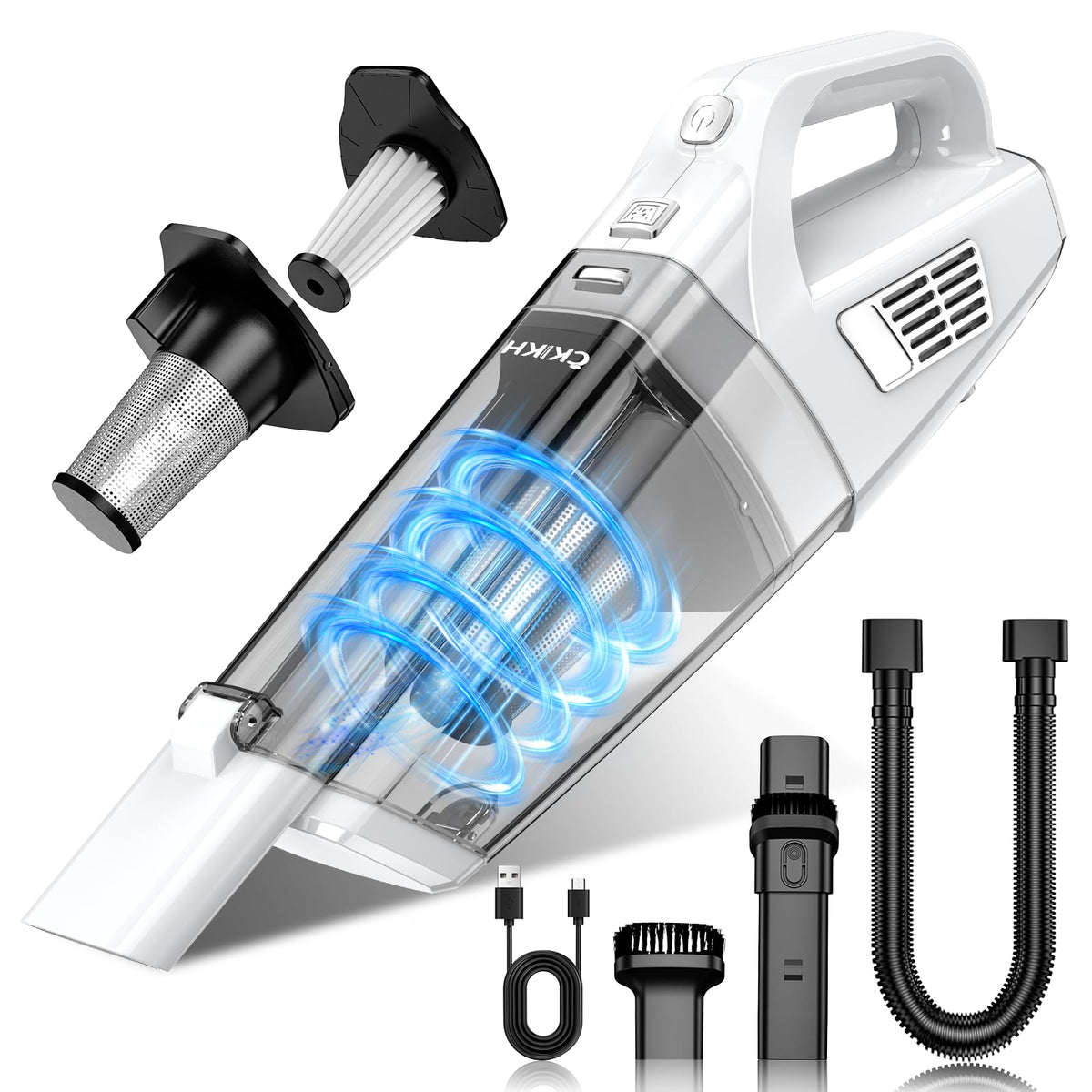 CKIKH Handheld Vacuum Cordless, 15000PA Hand Held Car Vacuum Cleaner