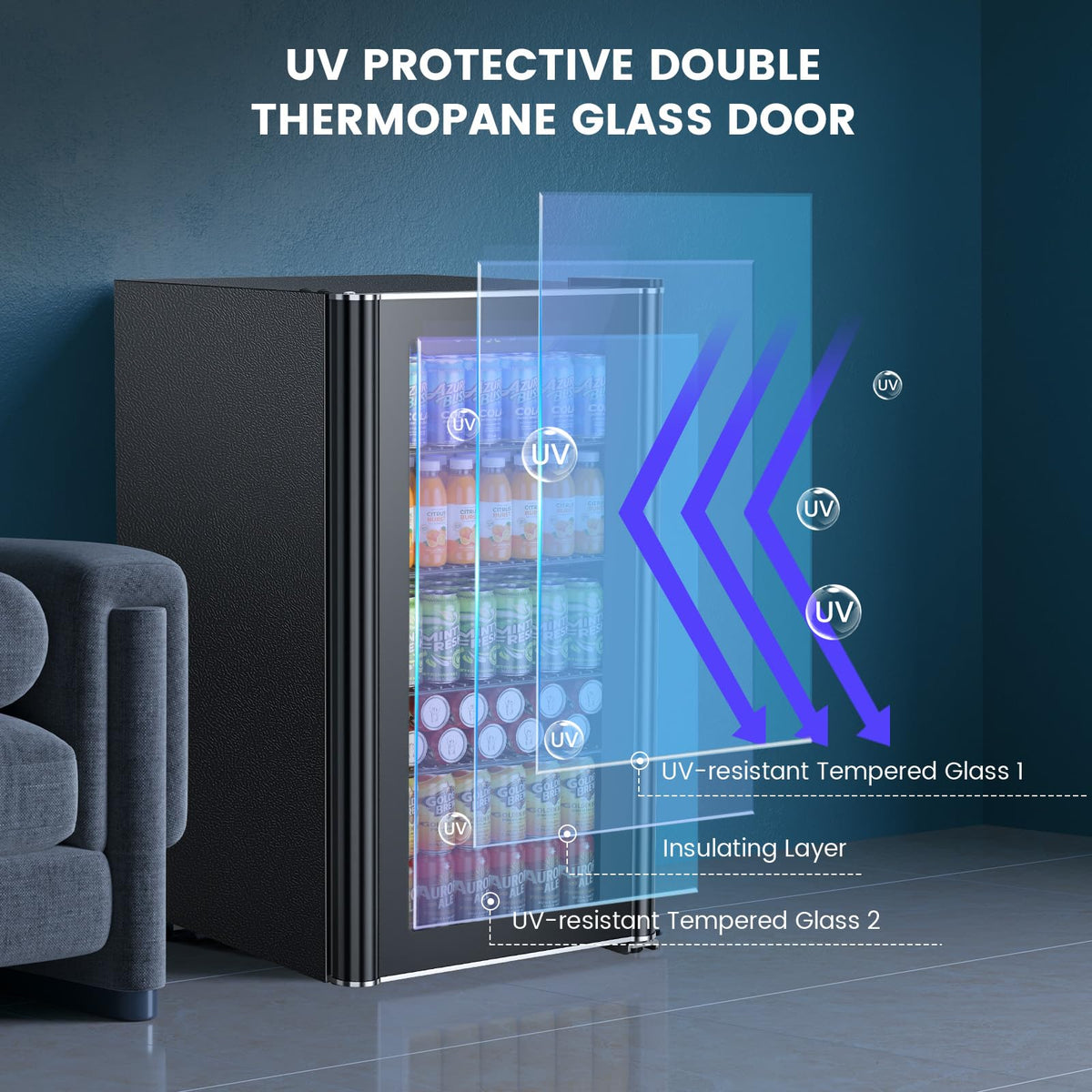 Electactic Mini Fridge 130 Can Beverage Refrigerator Cooler, 3.2 Cu.Ft Drink Fridge forSoda Wine Beer, Digital Temperature Control Cooler for Home, Dorm, Bar