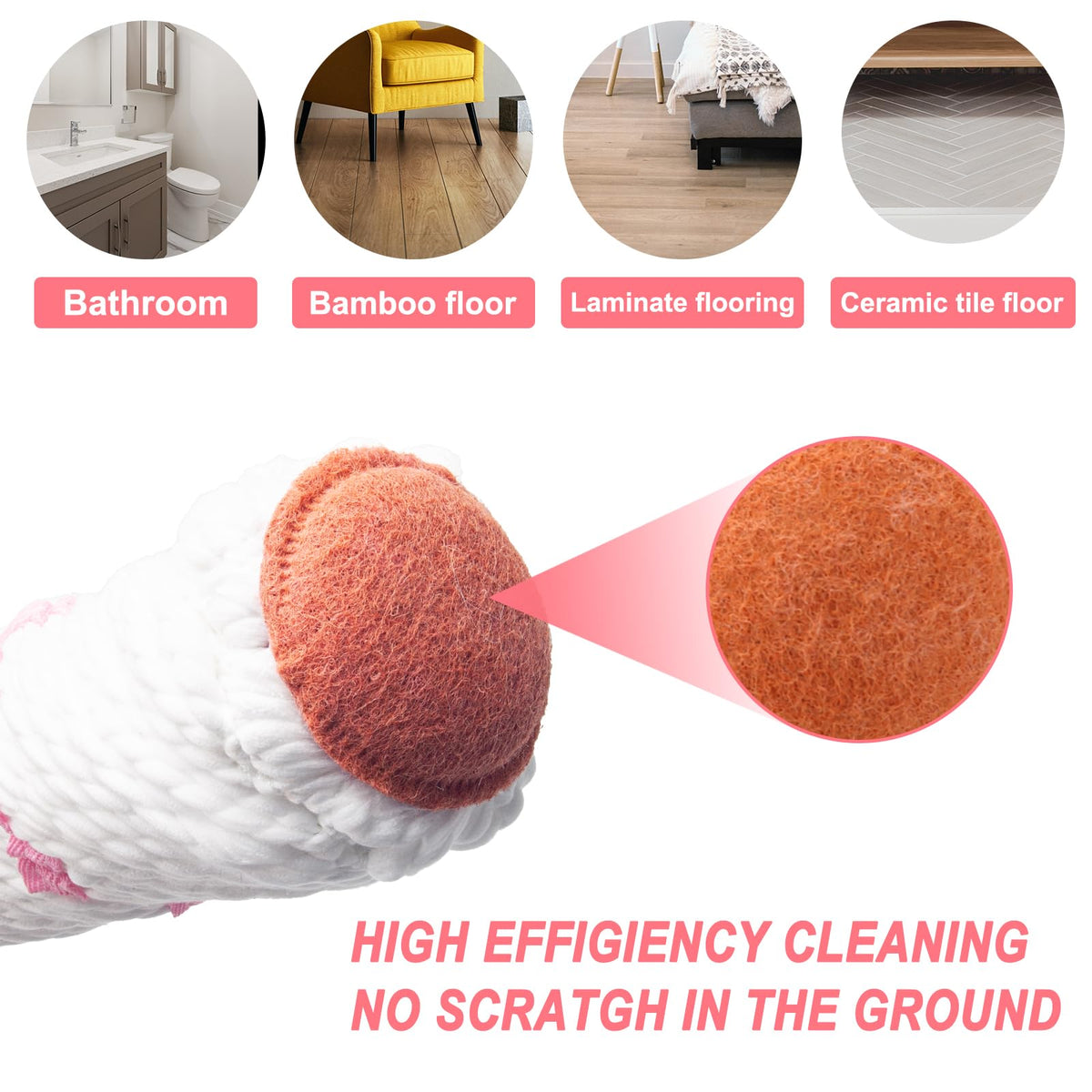 Self-Wringing Twist Mops for Floor Cleaning, Microfiber Floor mop with 57 " Long Handle, Easy Wringing Mop for Hardwood Commercial Household Clean