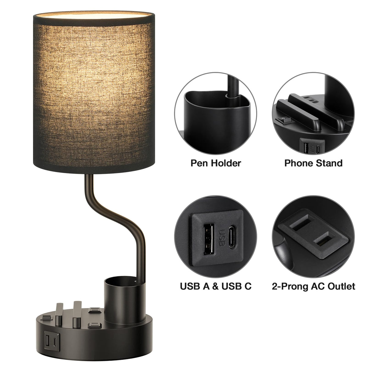 Fenmzee Bedside Lamps for Bedroom Set of 2 - Table Desk Lamp for Nightstand