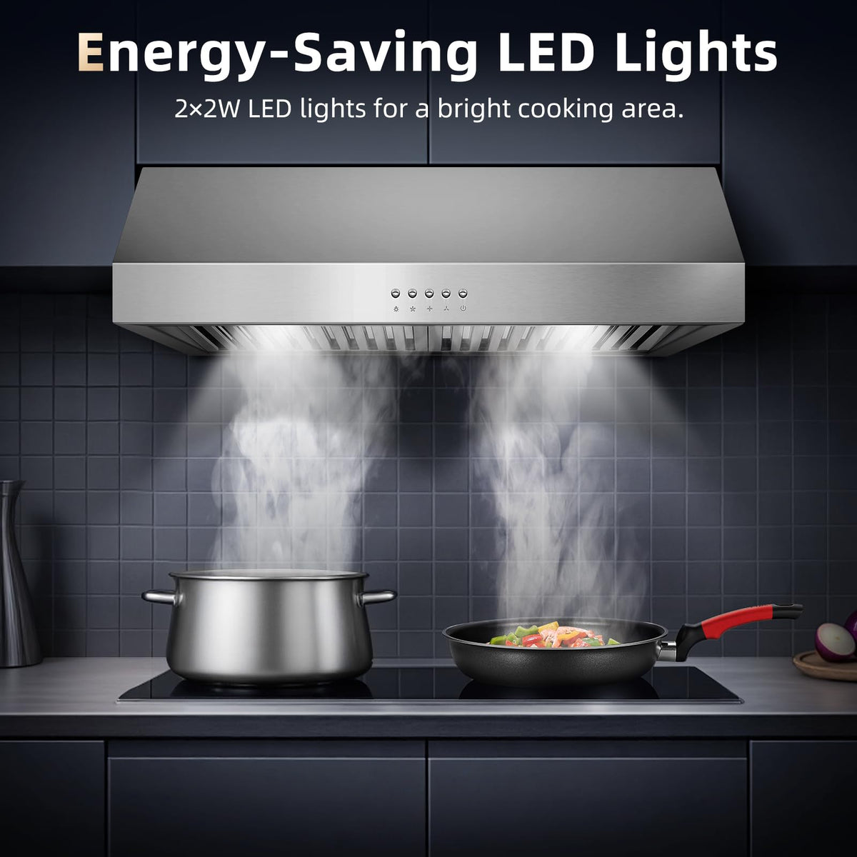 Under Cabinet Range Hood 30 inch, 900 CFM, Remote Control, Time Setting
