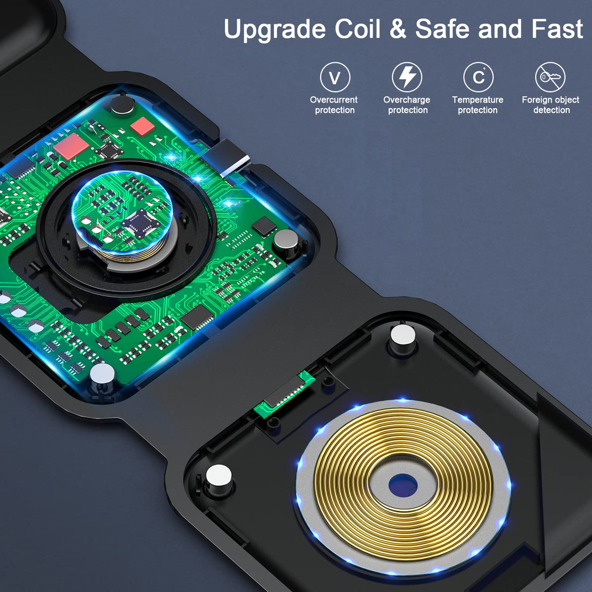 3 in 1 Wireless Charging Station for Apple,Foldable Magnetic Travel Charger