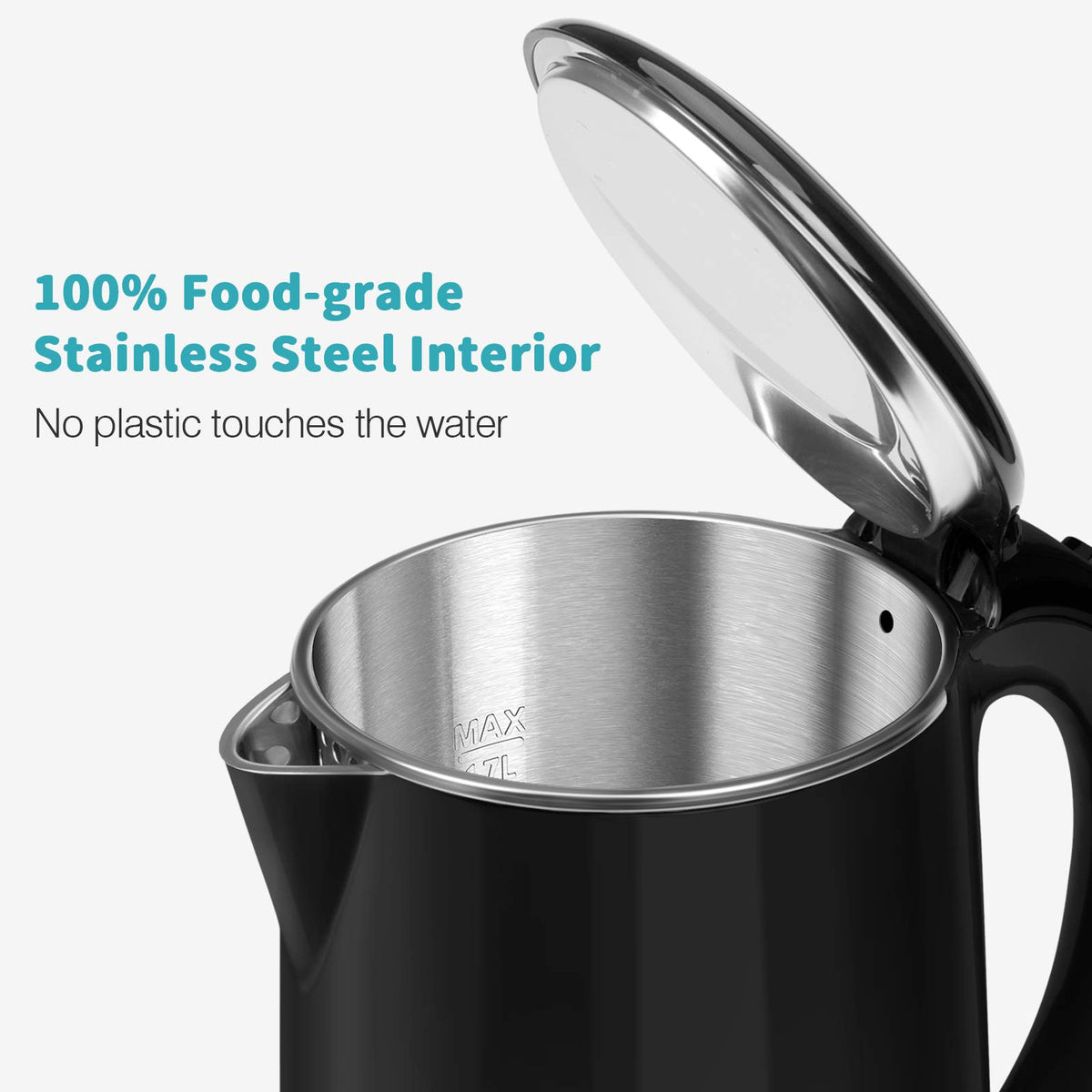 Secura Original Stainless Steel Double Wall Electric Water Kettle 1.8 Quart with Auto Shut-Off & Boil-Dry Protection, Dark Purple SWK-1701DP/HB-3227B