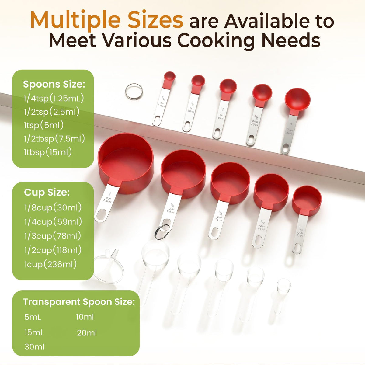16PCS Measuring Cups and Spoons Set, Measuring Spoon Set with Metric and US Measurements, Fits for Measuring Dry and Liquid - Black