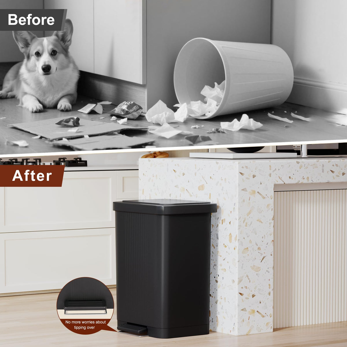 PayLessHere | 13G Trash Can with Lid | Steel | Removable Inner Bucket