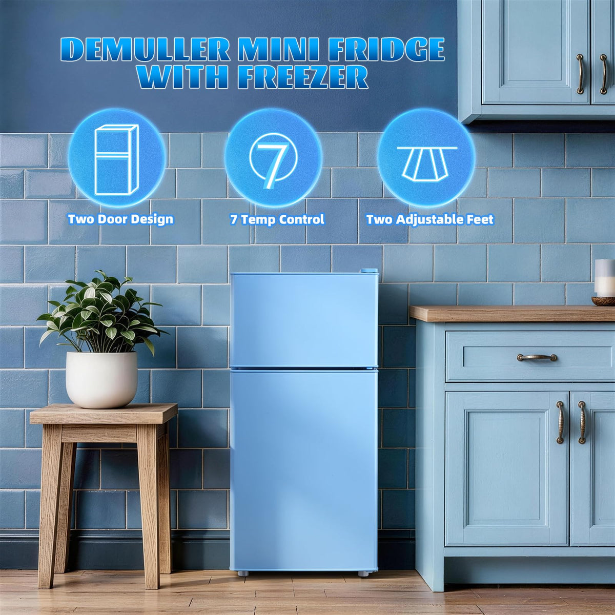 45L Personal Double‑Door Mini Fridge With Freezer, Pink