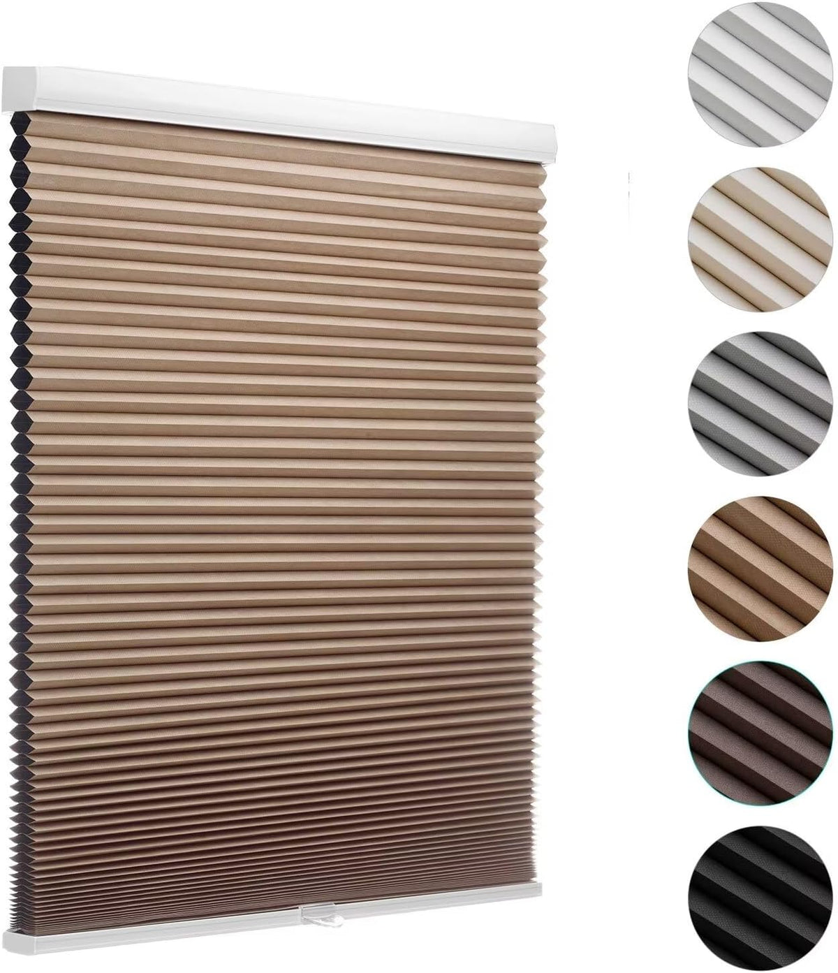 MYshade Cordless Blackout Cellular Shades for Windows, Honeycomb Window Shades with Thermal Insulation, Child & Pet Safe Room Darkening Shade, Easy Install,24" W x 50" H, Light Brown