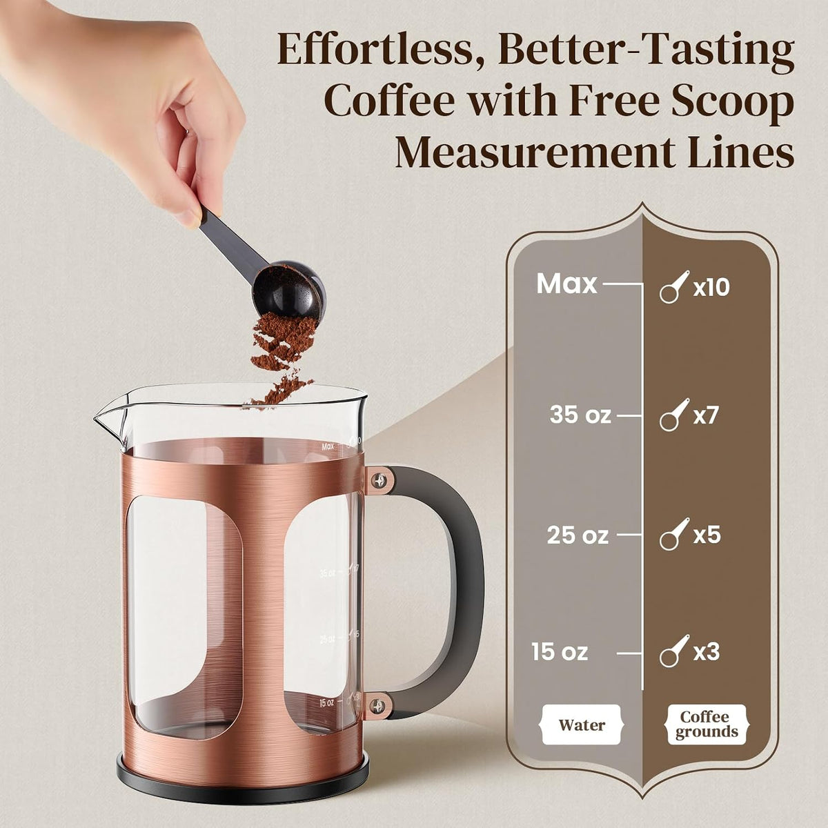 Veken 34oz French Press Coffee Maker, No Plastic Touching Cafe,1 L Cafetera