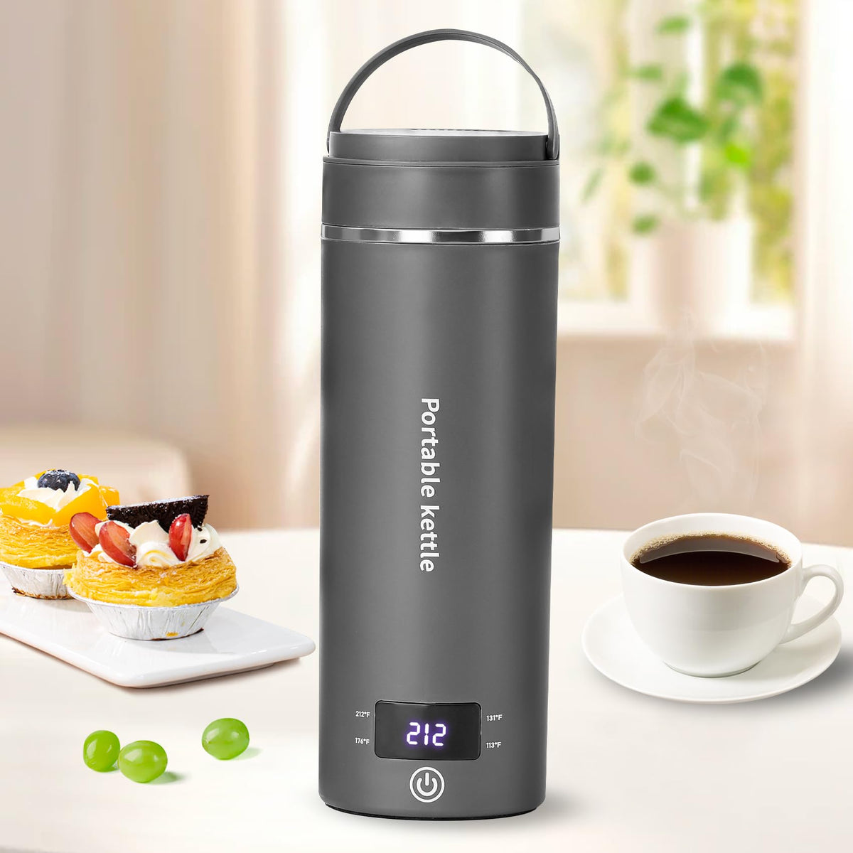 Portable Electric Kettle for Travel 120V, 13.5oz, 4 Temp Settings