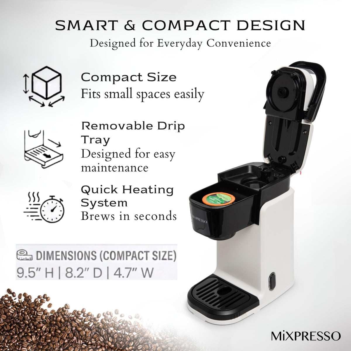 Mixpresso Single Serve Coffee Maker K Cup Coffee Maker for K Pods & Grounds