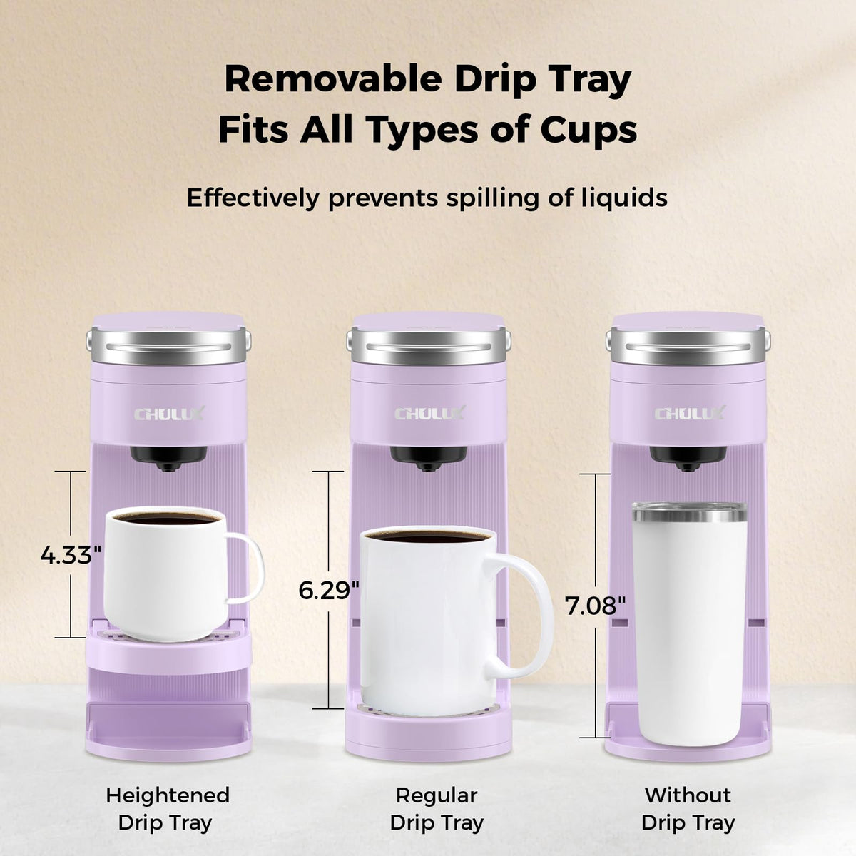 CHULUX Slim Single Serve Coffee Maker for K Cup, One Cup Design, Matte Navy