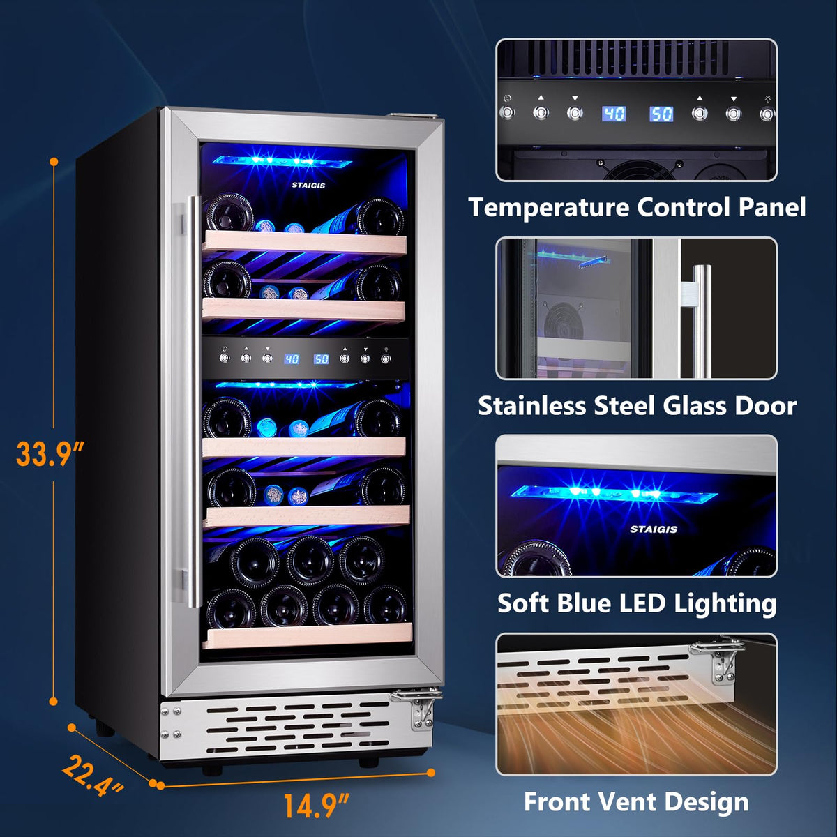 24inch Beverage Refrigerator,180 Cans Beverage Fridge Under Counter