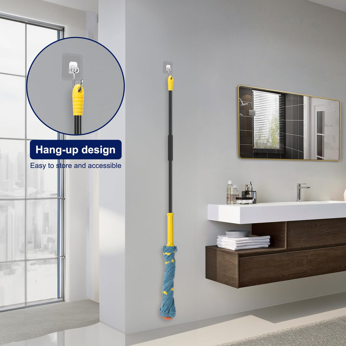 Self-Wringing Twist Mops for Floor Cleaning, Microfiber Floor mop with 57 " Long Handle, Easy Wringing Mop for Hardwood Commercial Household Clean