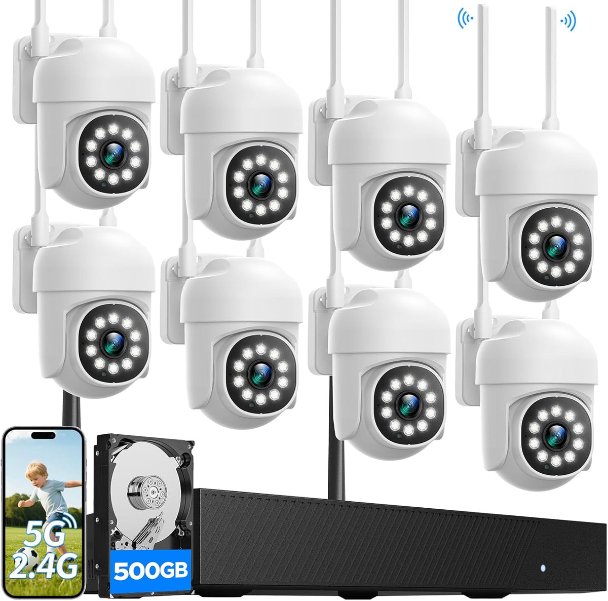 CAMCAMP Home Security Camera System Wireless Outdoor WiFi 5G 24/7 Recording