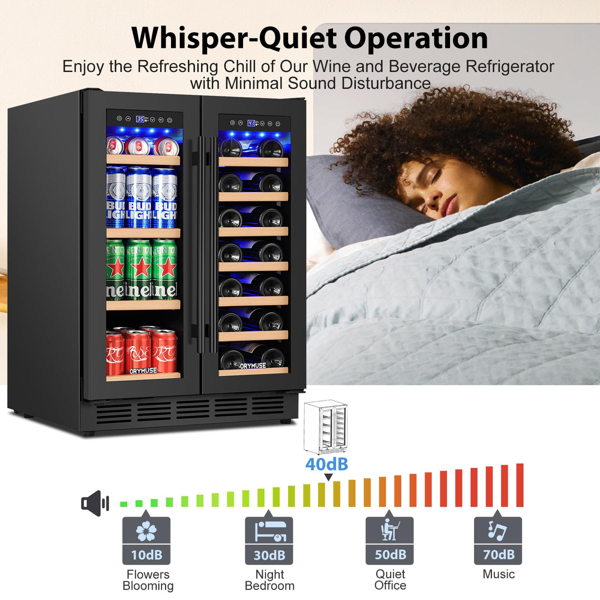 200 Bottle Upgrade Wine Cooler Refrigerator - 24 Inch Large Capacity Wine Fridge Built-In Freestanding, with Quiet Compressor, Professional Temperature Control & Wine Cellar - Black
