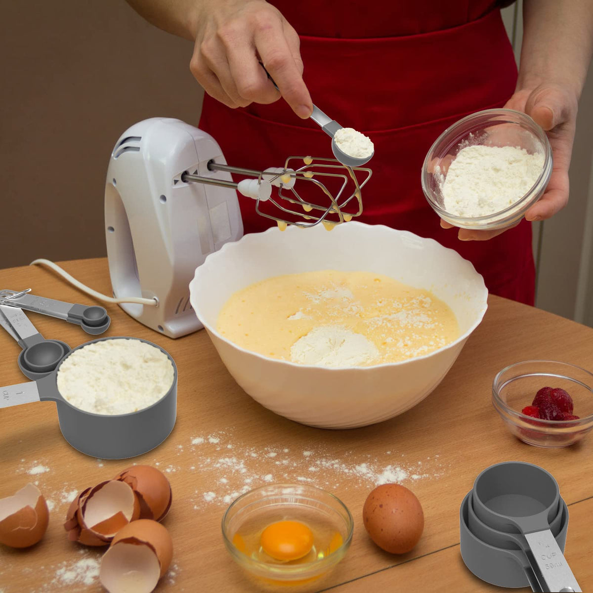 Measuring Cups & Spoons Set, Stackable Cups and Spoons