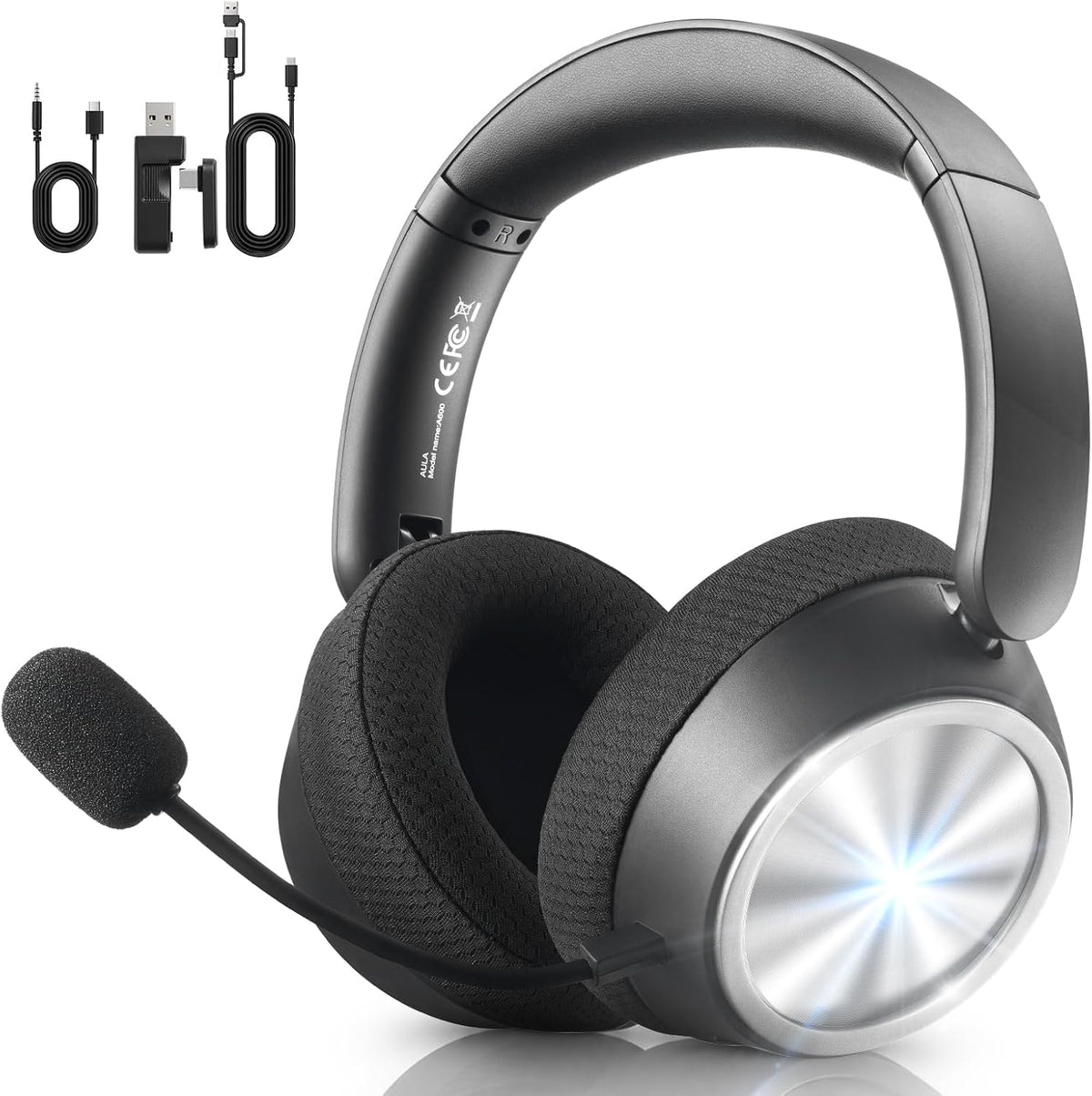 Wireless Gaming Headset with Mic Over Ear Headphones Noise Cancelling