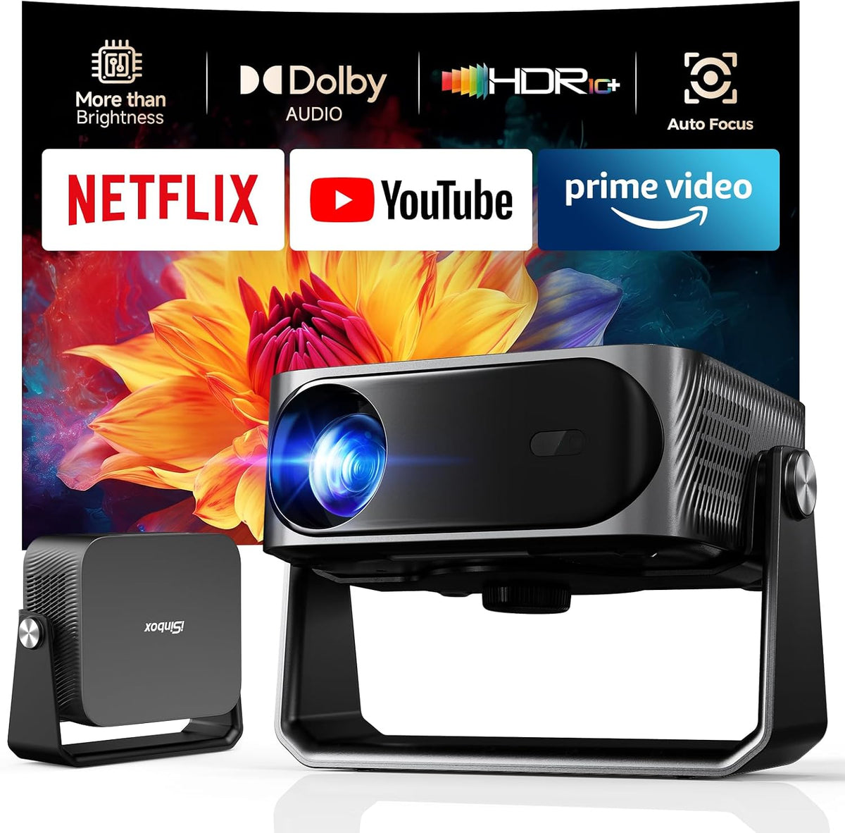 iSinbox Smart Outdoor Projector,Built-in Apps,180° Gimbal,Dolby Audio