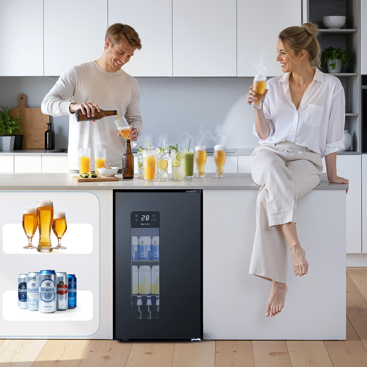 Electactic Mini Fridge 130 Can Beverage Refrigerator Cooler, 3.2 Cu.Ft Drink Fridge forSoda Wine Beer, Digital Temperature Control Cooler for Home, Dorm, Bar