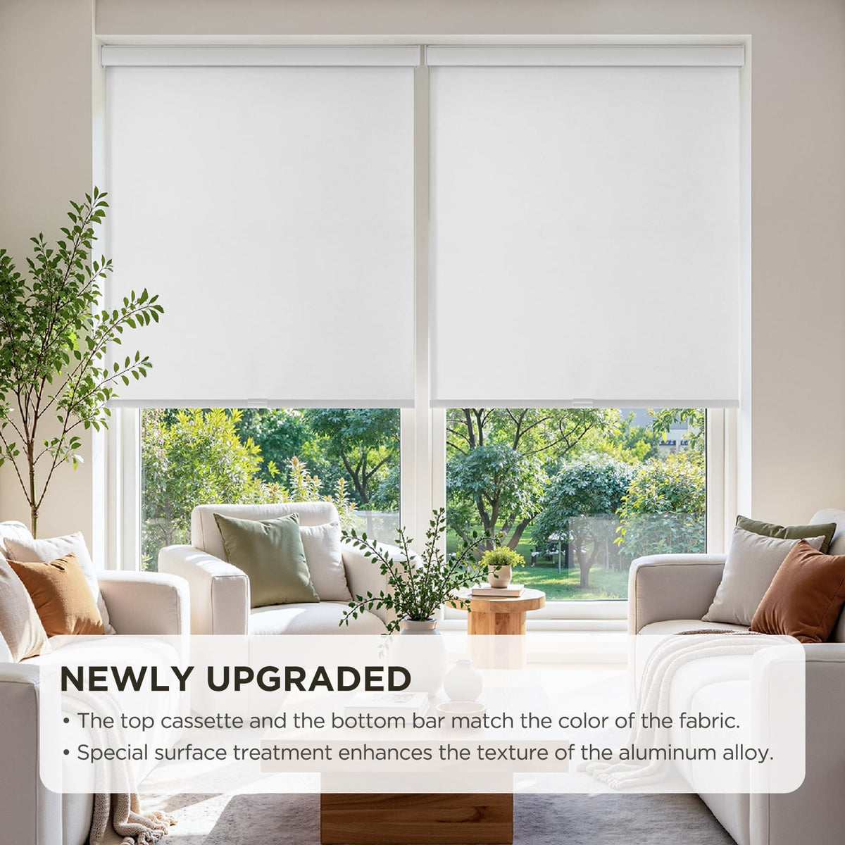Joydeco Blackout Roller Shades for Indoor Windows, 35" W x 75" H, White