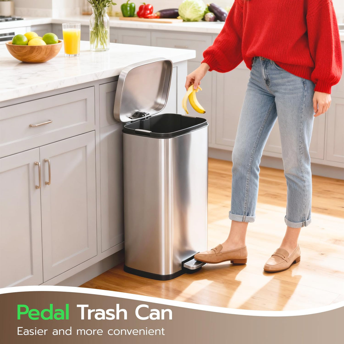 PayLessHere | 13G Trash Can with Lid | Steel | Removable Inner Bucket