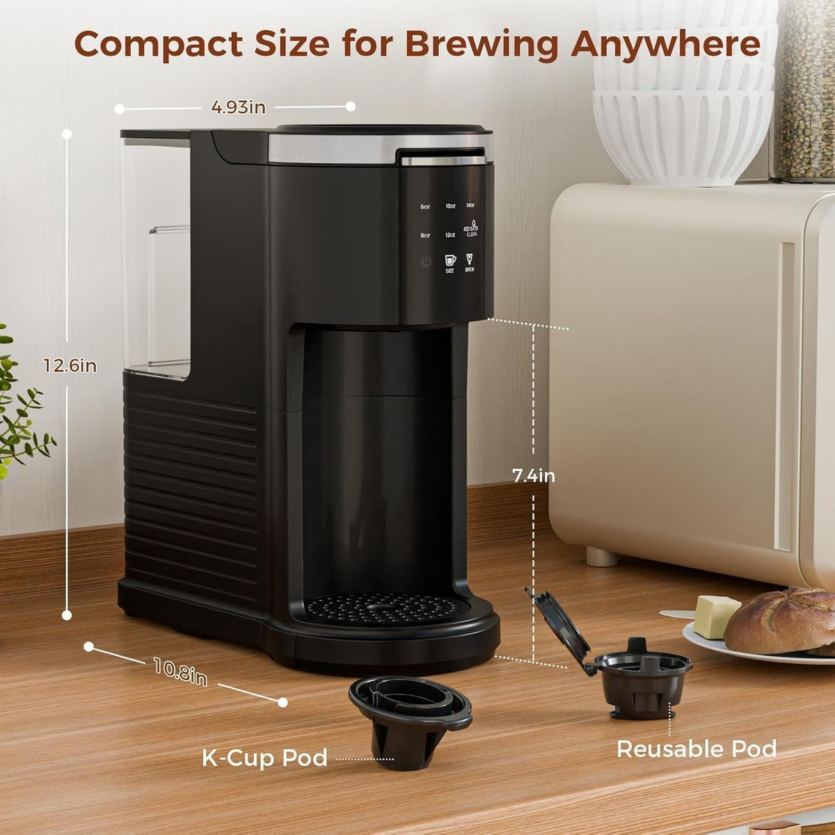 Kismile Single Serve Coffee Maker, 2-in-1 Coffee Pod & Ground Brewer