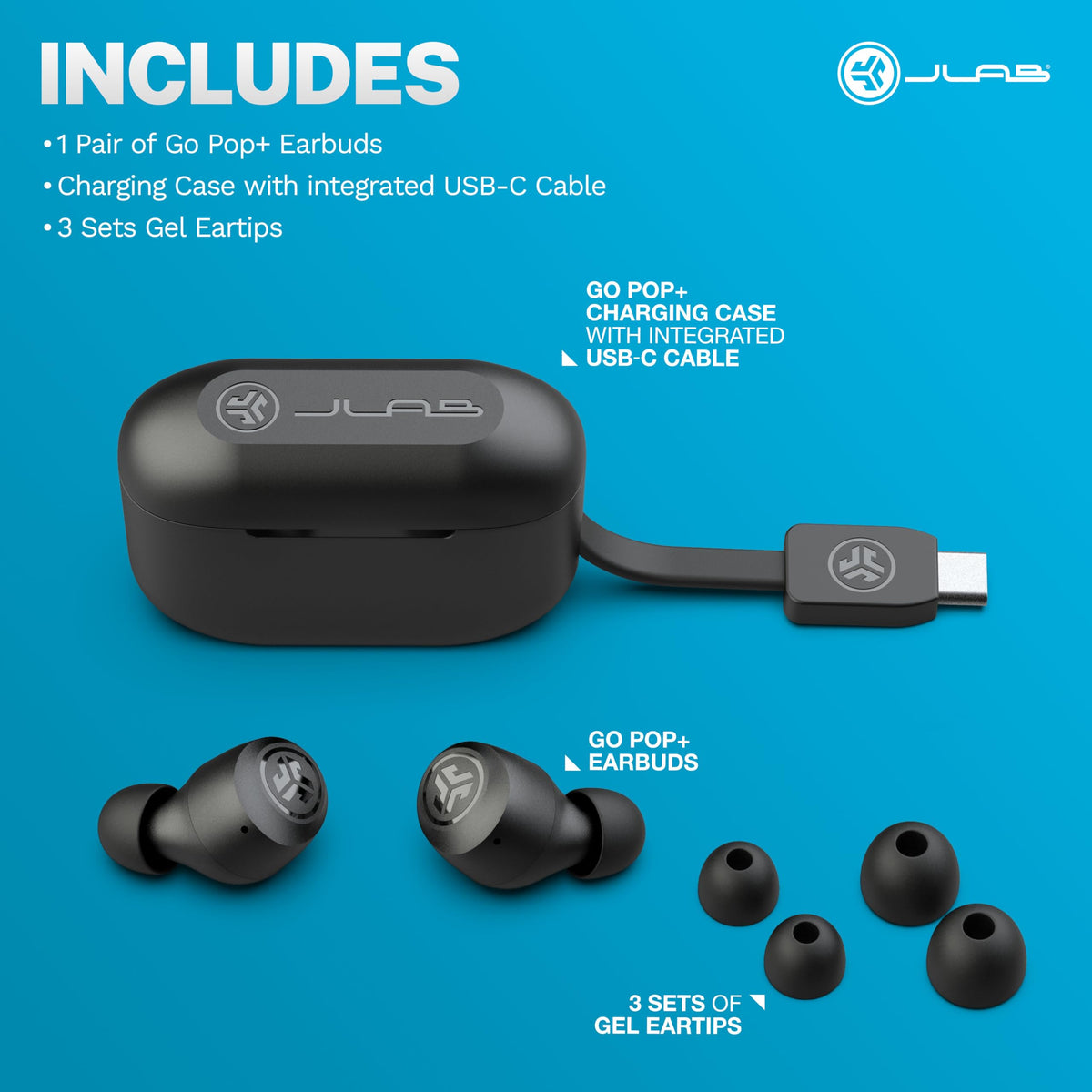 JLab Go Air Pop+ Earbuds, Dual Connect, EQ3 Sound, Mint Green
