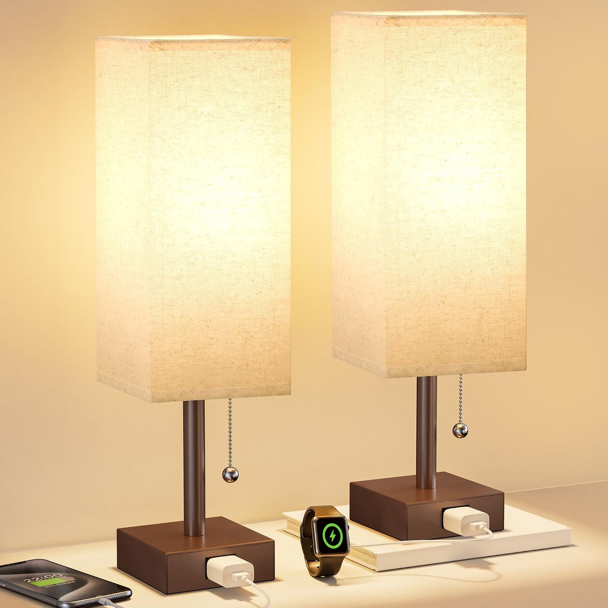 Fenmzee Bedside Lamp for Bedroom Set of 2 - Small Table Lamp for Nightstand