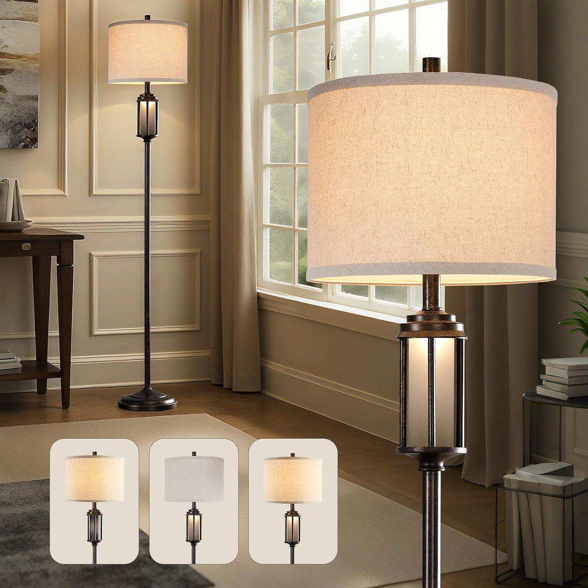 AIEAMPDO 65'' Farmhouse Floor Lamp for Living Room with 2 Light Sources