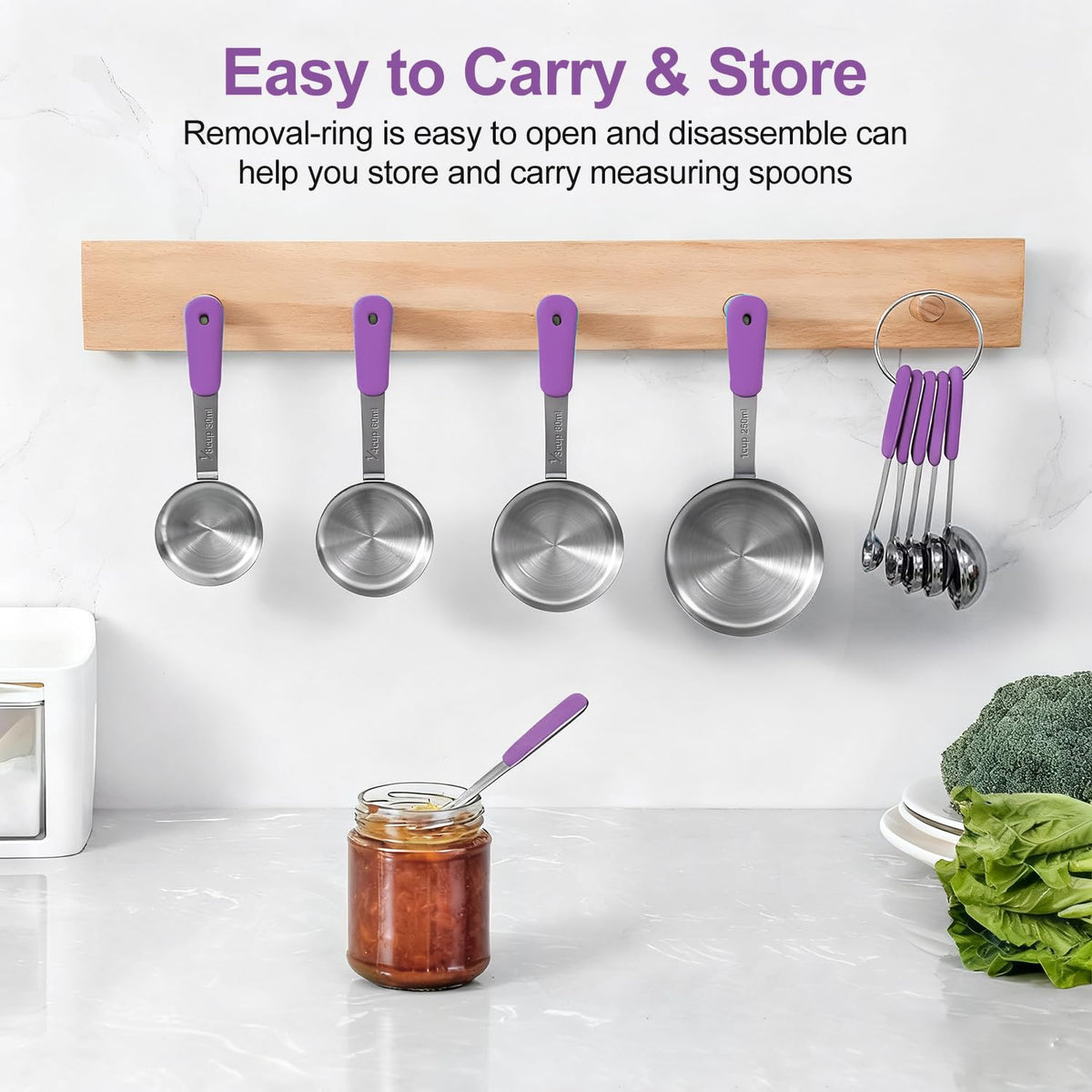 10-Pcs Stainless Steel Measuring Cups & Spoons Set, Colorful Handles