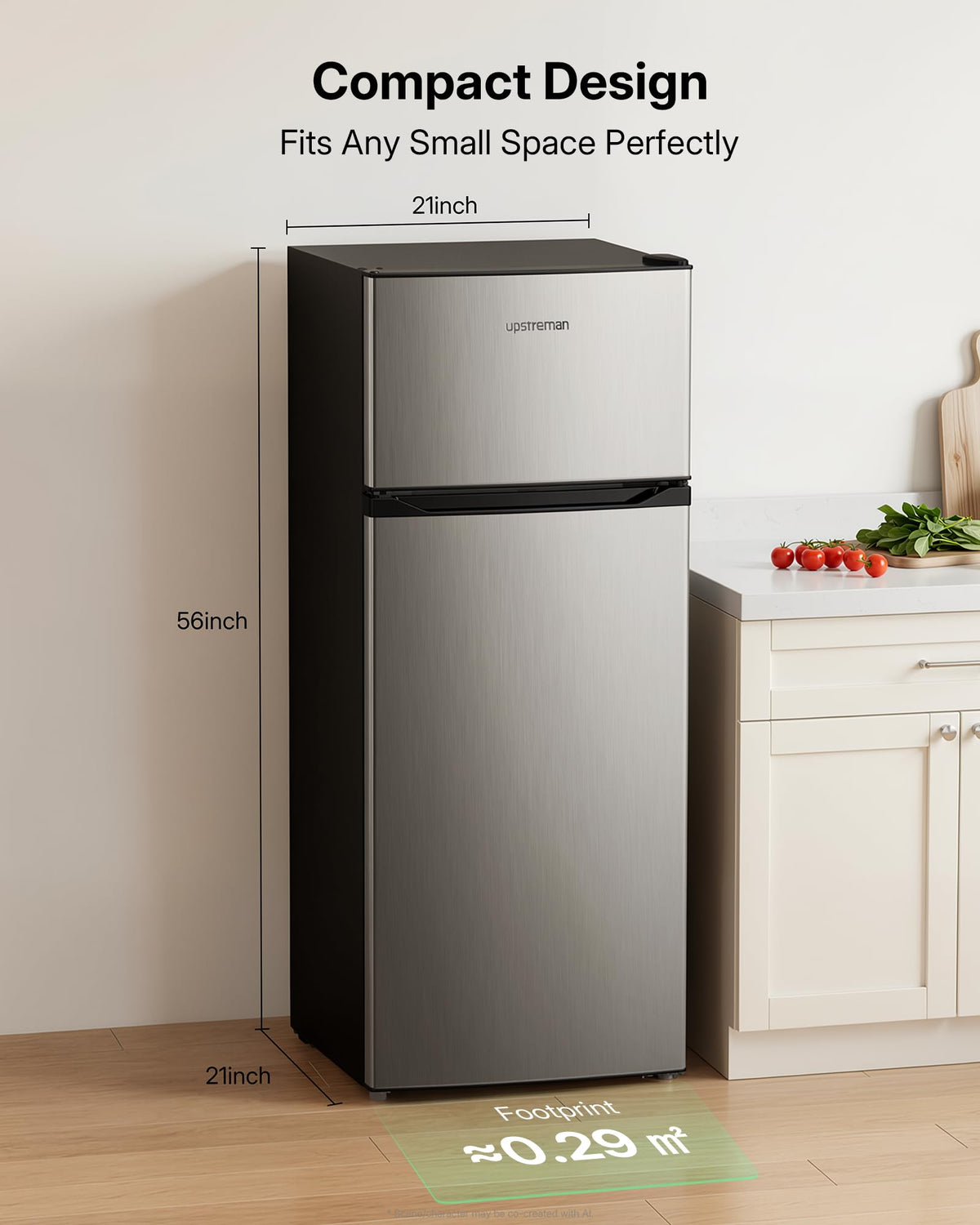 Upstreman 7.7 Cu.Ft. Refrigerator with Freezer Double Door Fridge