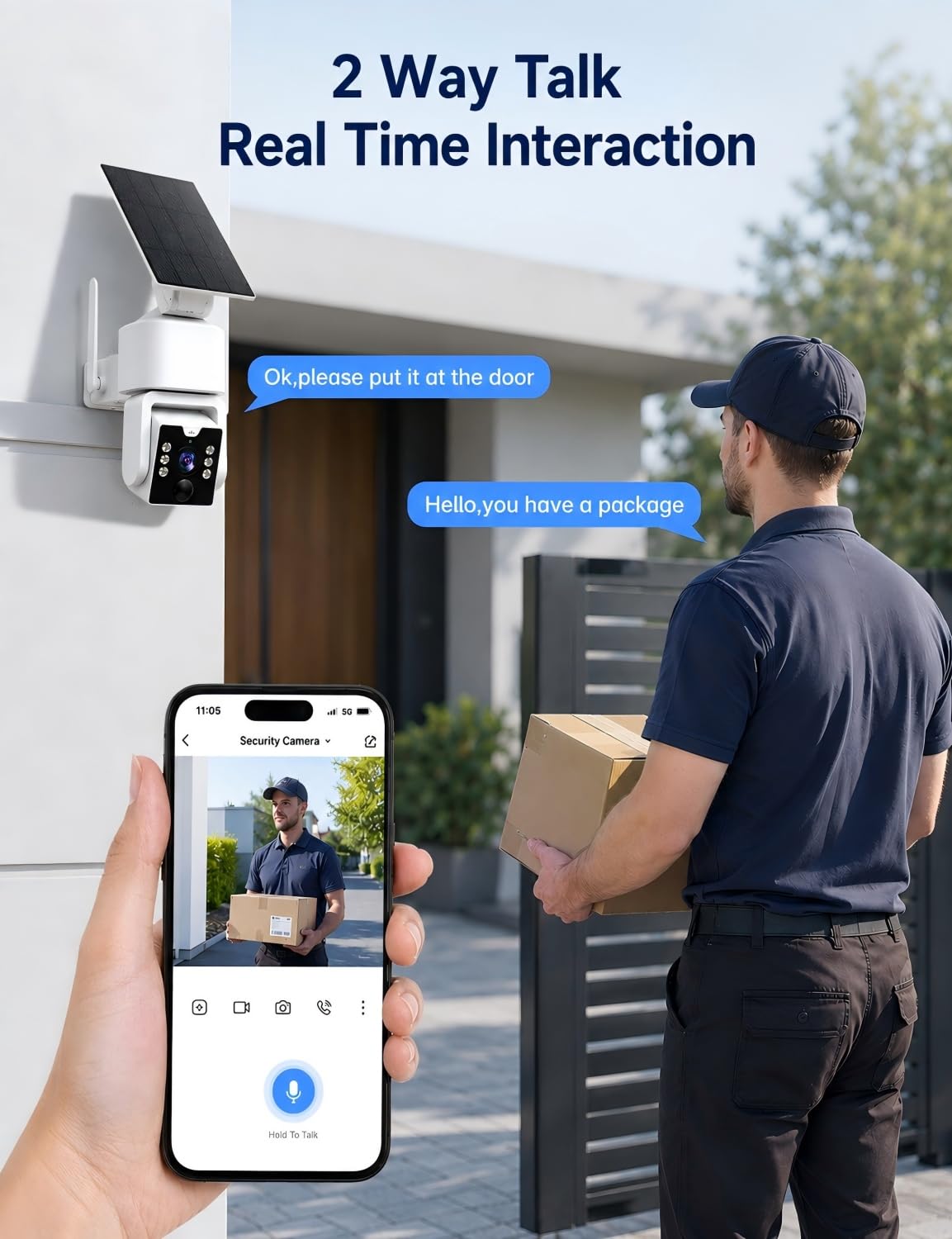 No Monthly Fee Solar Security Cameras Wireless Outdoor, home security systems,500GB HDD nvr security camera system No Subscription, 2.4G & 5G WiFi,2-Way Audio, 4MP, Color Night Vision, 360° View
