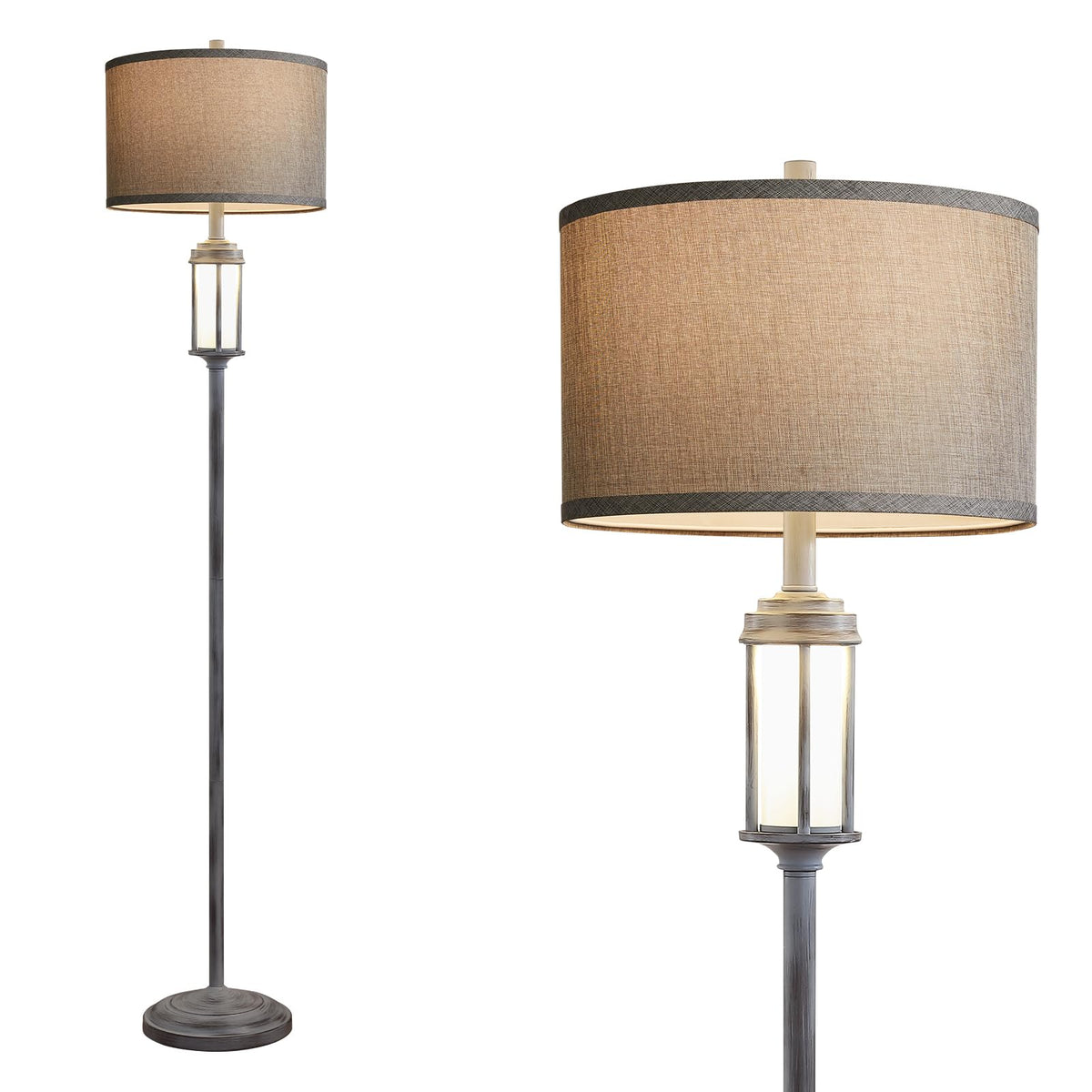 AIEAMPDO 65'' Farmhouse Floor Lamp for Living Room with 2 Light Sources