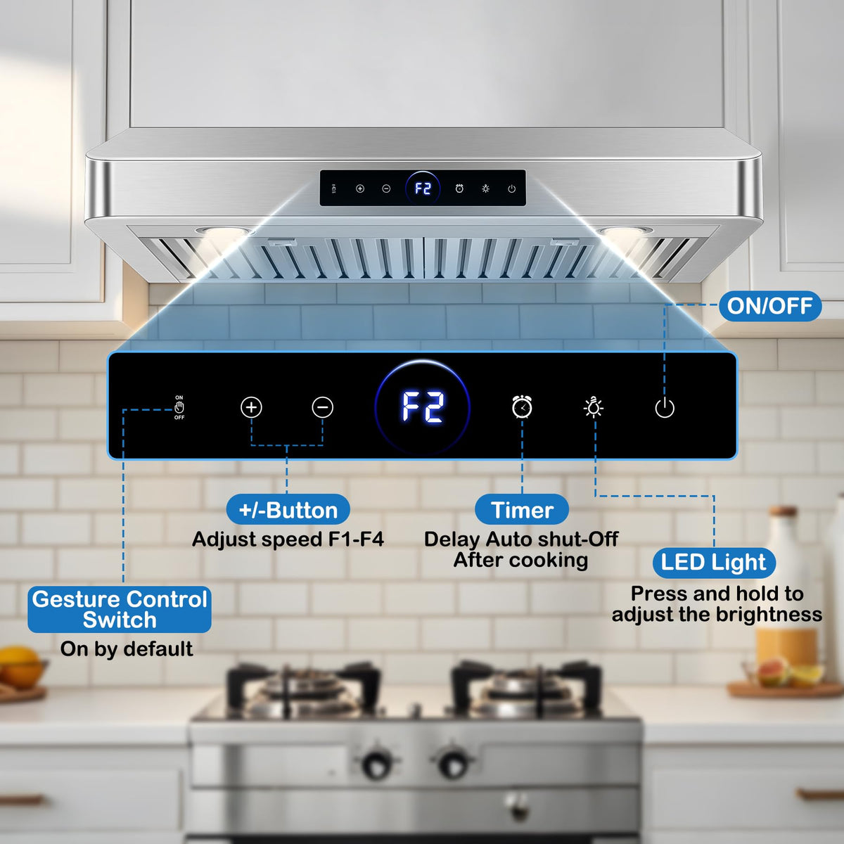 30 inch Under Cabinet Range Hood 1200 CFM Stainless Steel Vent Hoods