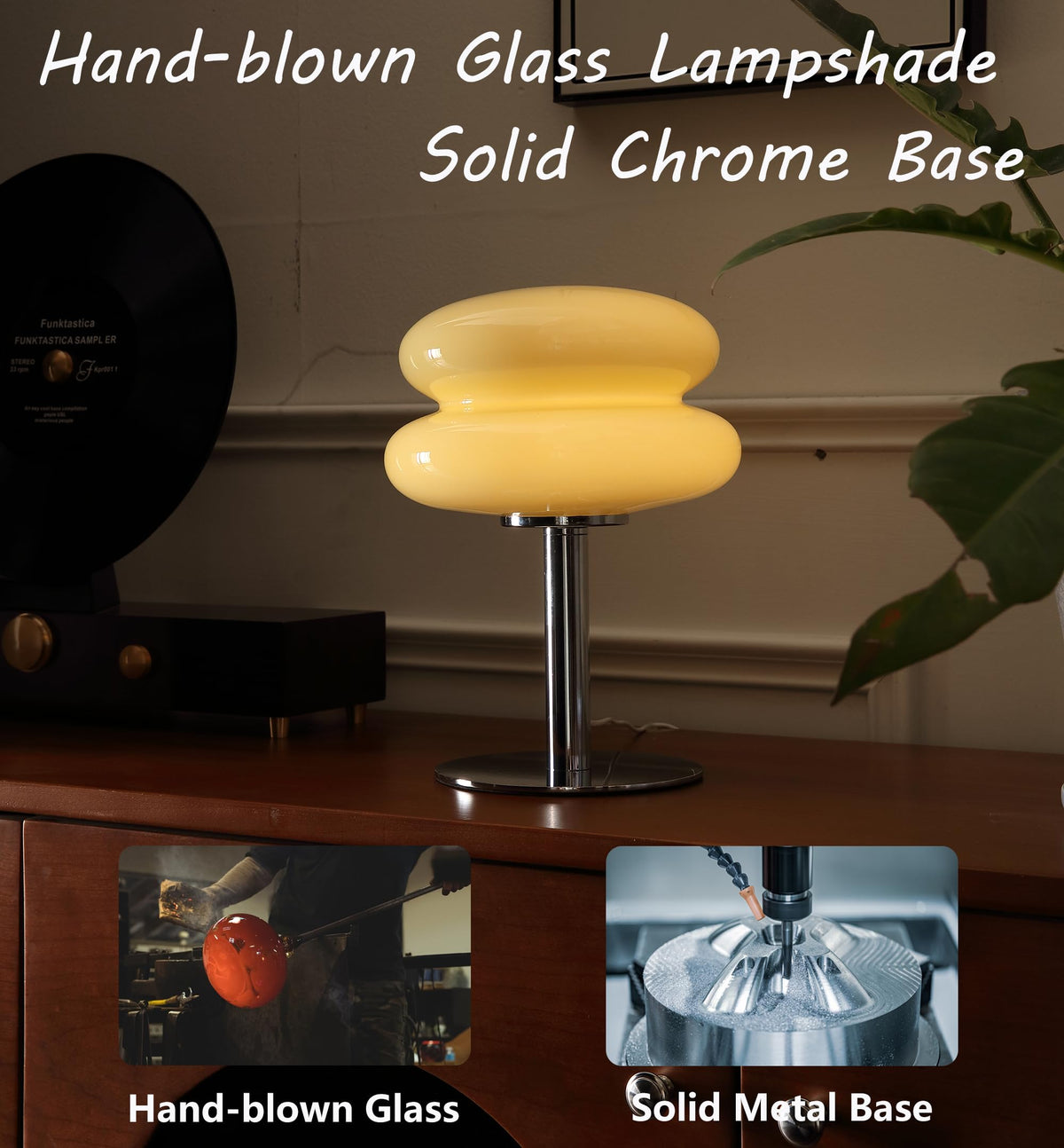 Glivpny Mushroom Lamp Table Lamp, Mid Century Modern Bedroom Lamps(Orange)