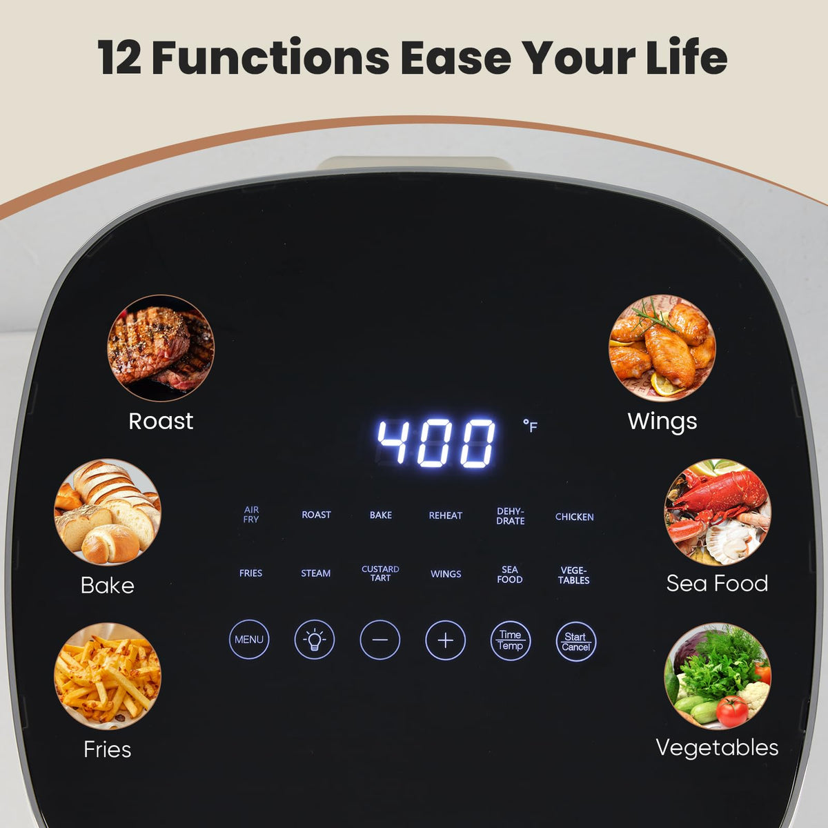 Sweetcrispy Air Fryer 6 Quarts with Window, 12-in-1 Square Airfryer Oven for Family, 400°F Rapid Air Crispy Technology, Roast Bake Dehydrate, Nonstick & Easy-Clean Basket