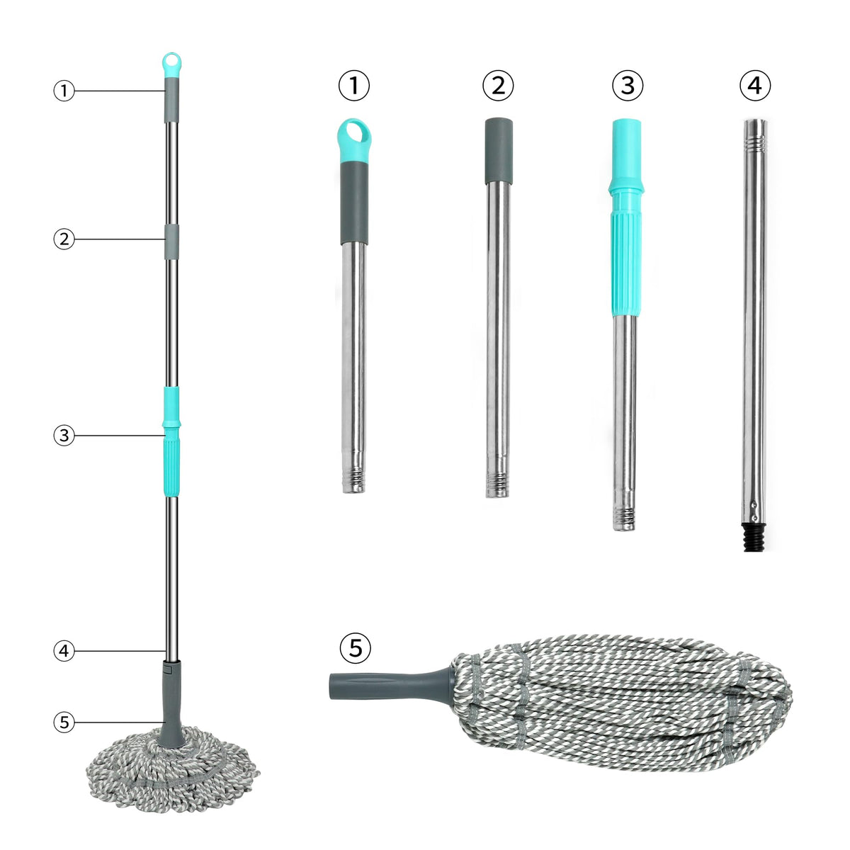 Self Wringing Mop Easy Squeeze Twist Mop,Gray