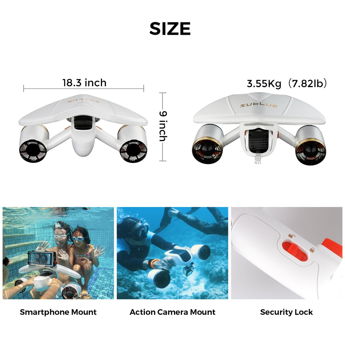 sublue Mix Pro Dual Motor Underwater Scooter - 3 Speed Modes, 60 Min Runtime, 131ft Depth with Camera Mount & Low Battery Alarm for Pool, Diving, Snorkeling - Water Scooter for Adults