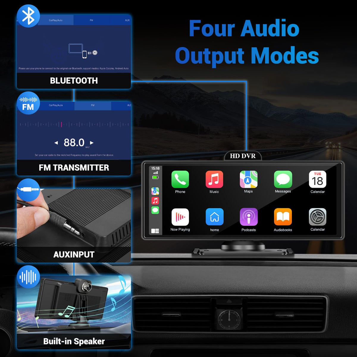 9" Wireless Apple Carplay Screen for Car with OTA Update, Backup Camera
