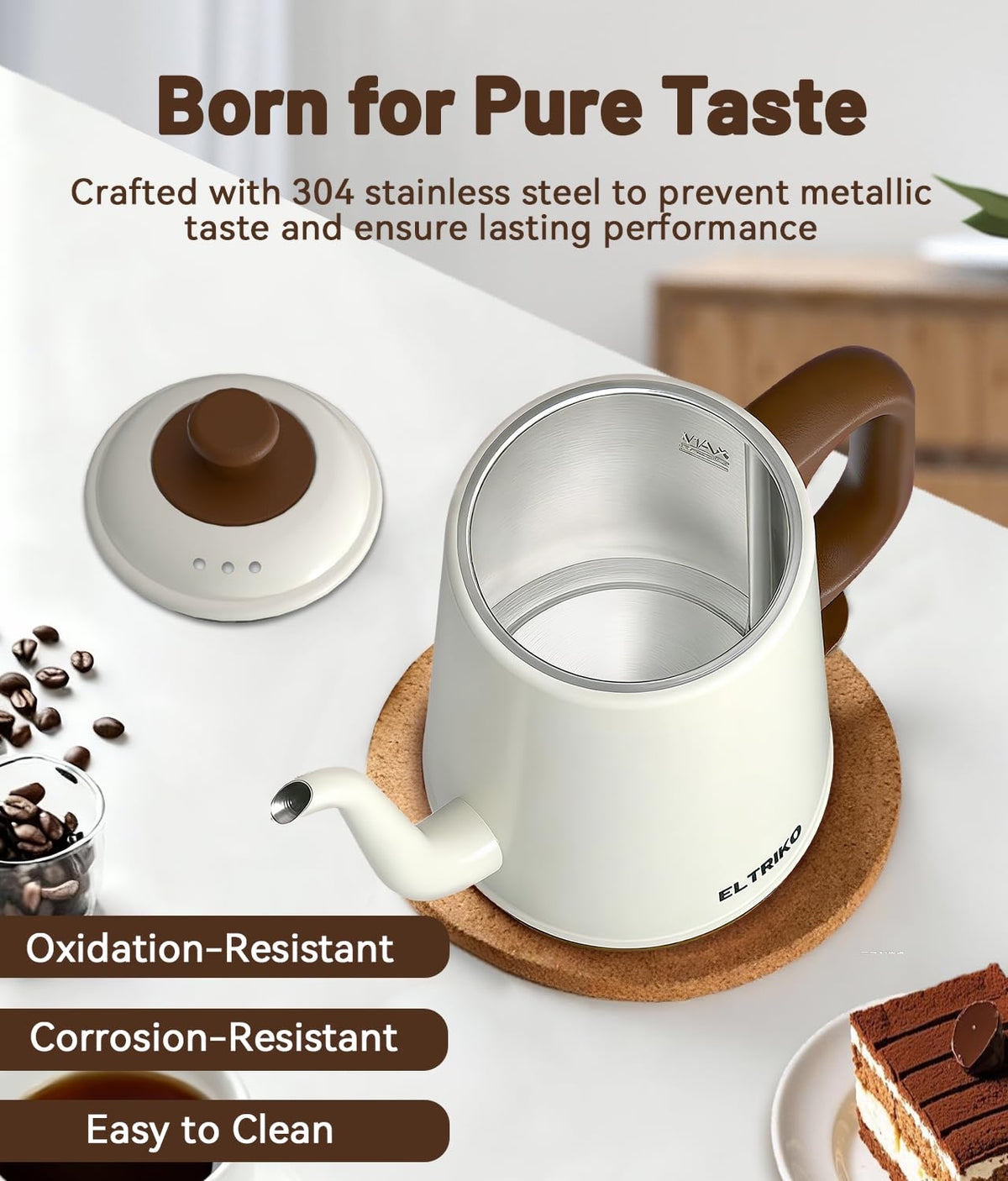 1L Gooseneck Electric Kettle for Pour Over Coffee & Tea