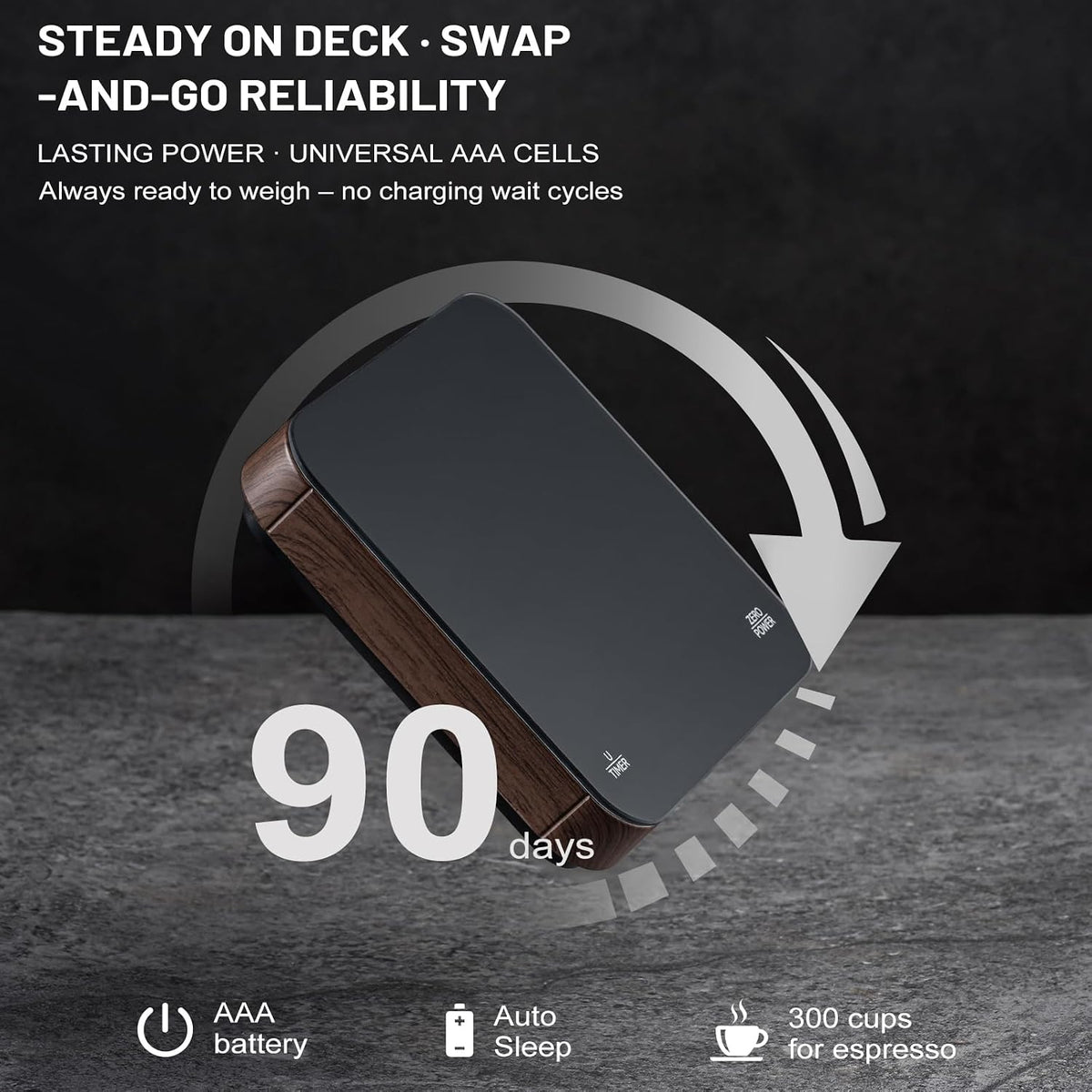 KitchenTour Coffee Scale with Timer, Small Espresso Scale 0.1g/2kg, Wood