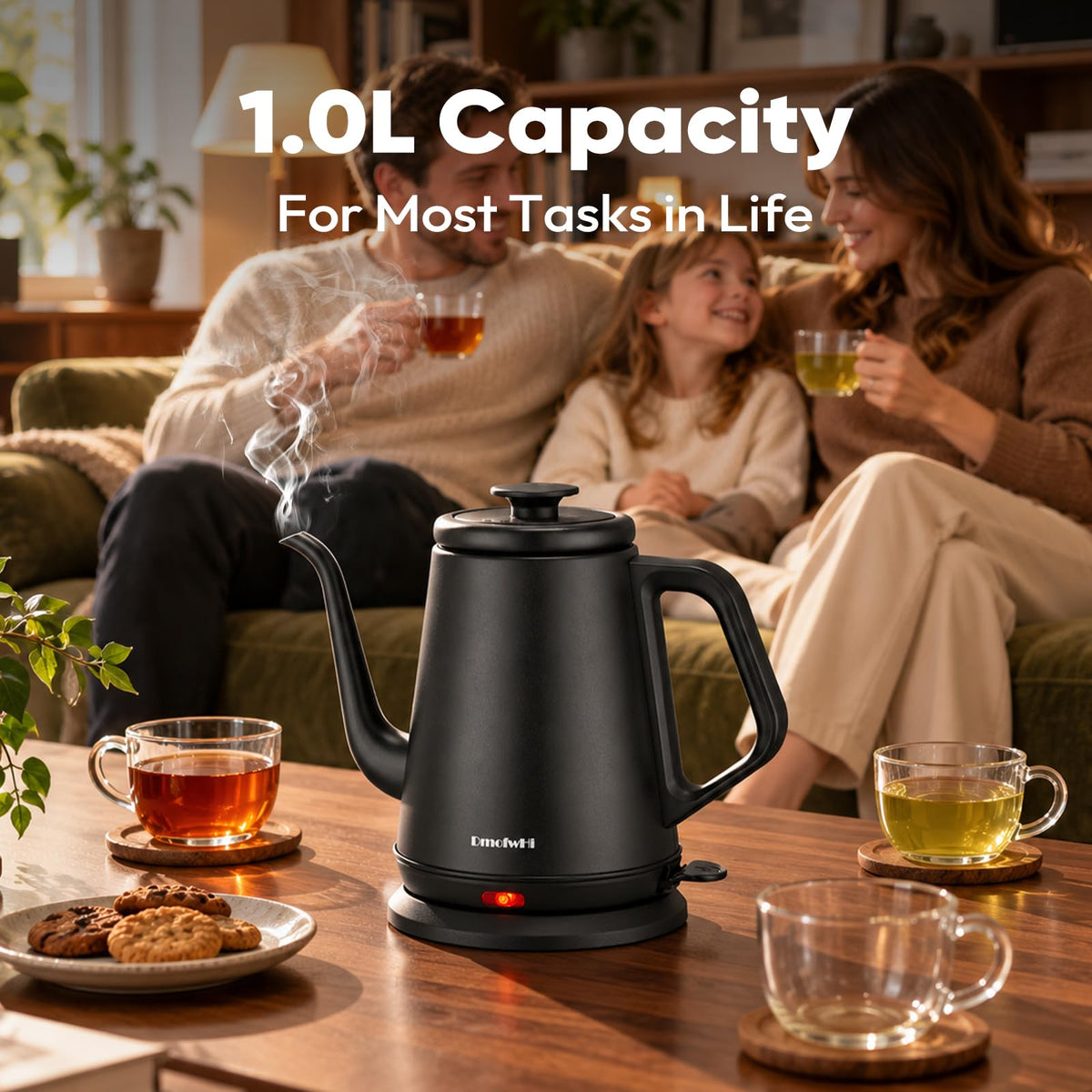 DmofwHi Gooseneck Electric Kettle(1.0L), 100% Stainless Steel BPA Free Classic Pour Over Coffee Kettle | Tea Kettle - Green