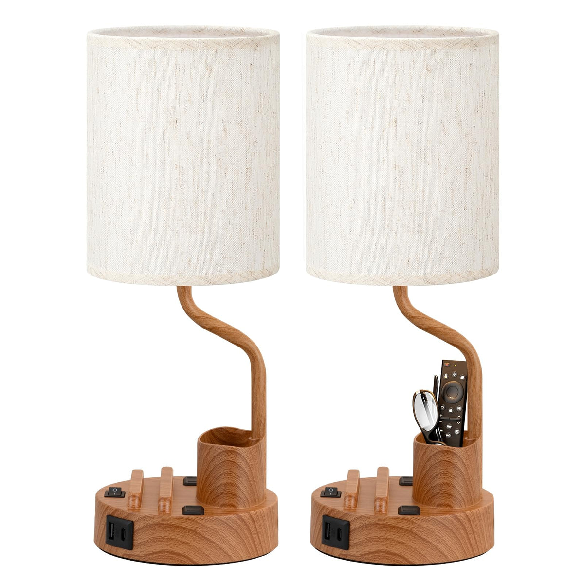 Fenmzee Bedside Lamps for Bedroom Set of 2 - Table Desk Lamp for Nightstand