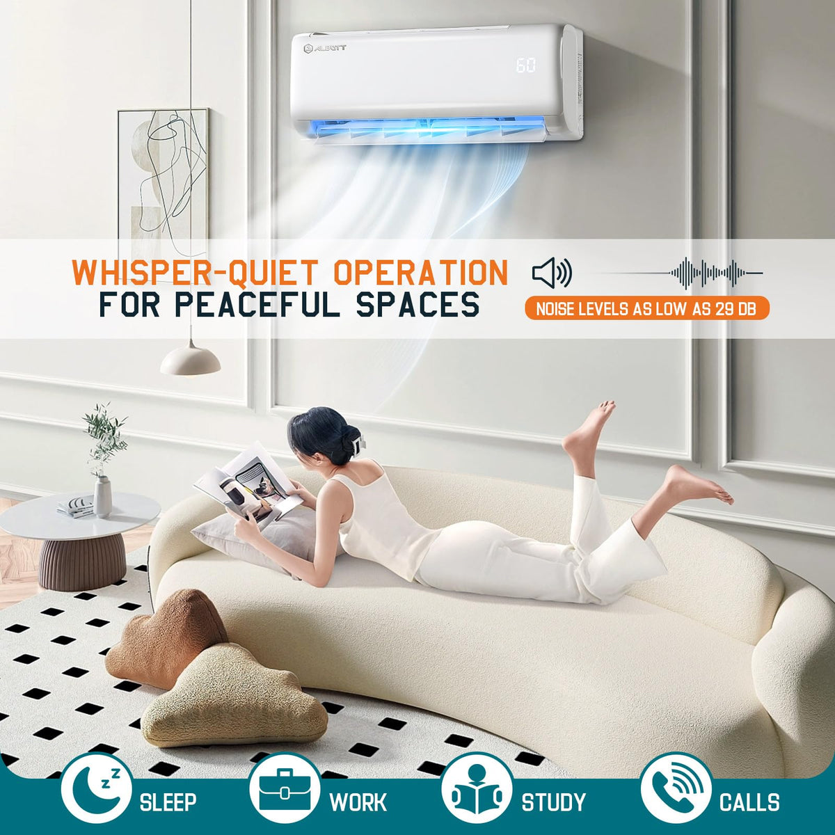 Albott 12,000 BTU Mini Split Air Conditioner and Heater SEER2 18, 115V