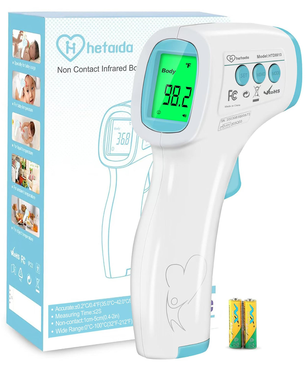 Digital Thermometer for Adults and Kids, No Touch Forehead Thermometer
