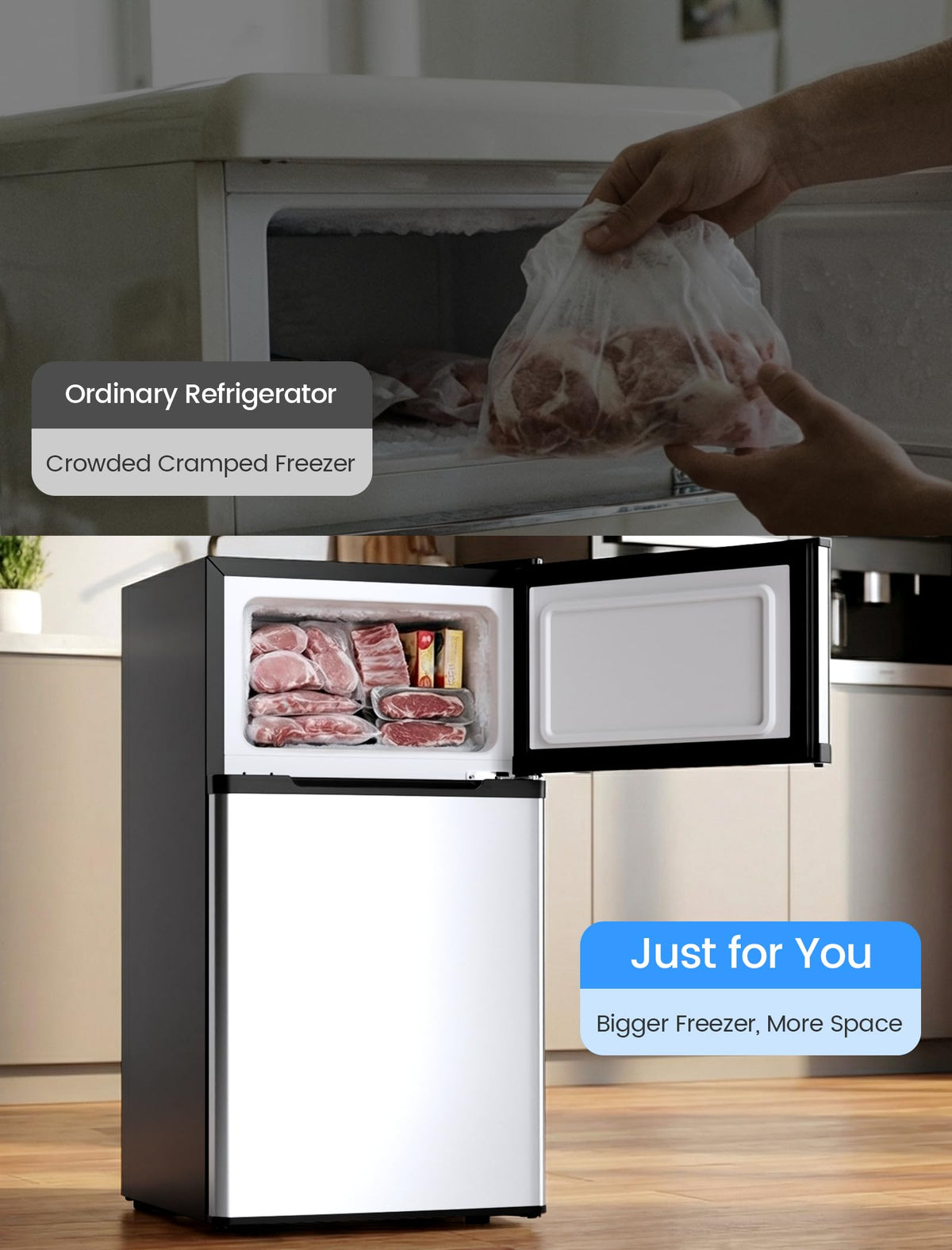 COWSAR 4.5 Cu.Ft Mini Fridge With Freezer for Bedroom Office, Black