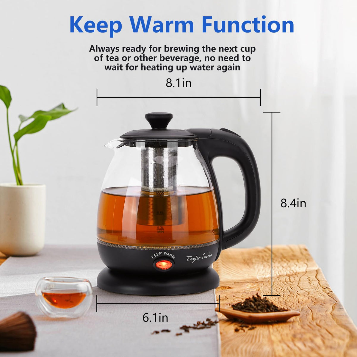 Taylor Swoden Electric Kettle With Tea Infuser, 1L, White