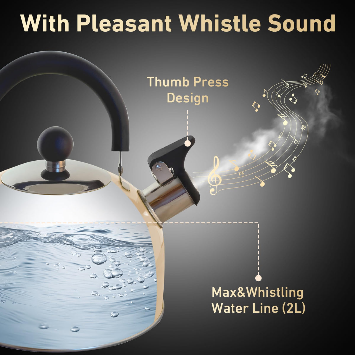 Lily's Home 2 Quart Stainless Steel Whistling Tea Kettle, the Perfect Stovetop Tea and Water Boilers for Your Home, Dorm, Condo or Apartment. (Blue)