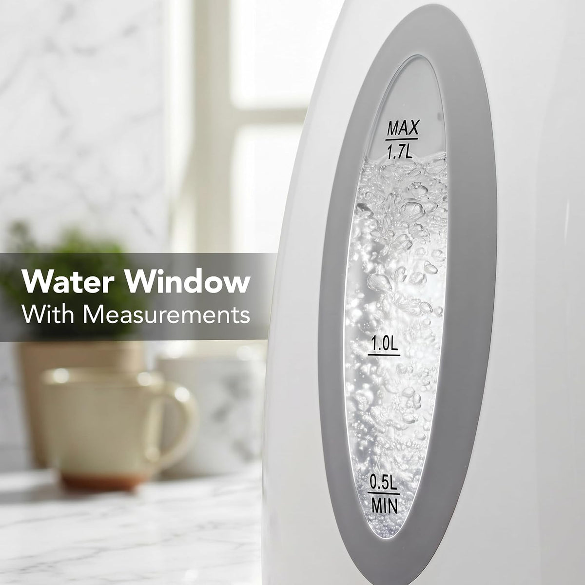 OVENTE 1.7L Electric Tea Kettle, Fast Boiling Water Heater, White KP72W